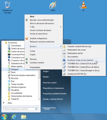 imagen windows escritorio ejecutar programa menu inicio
